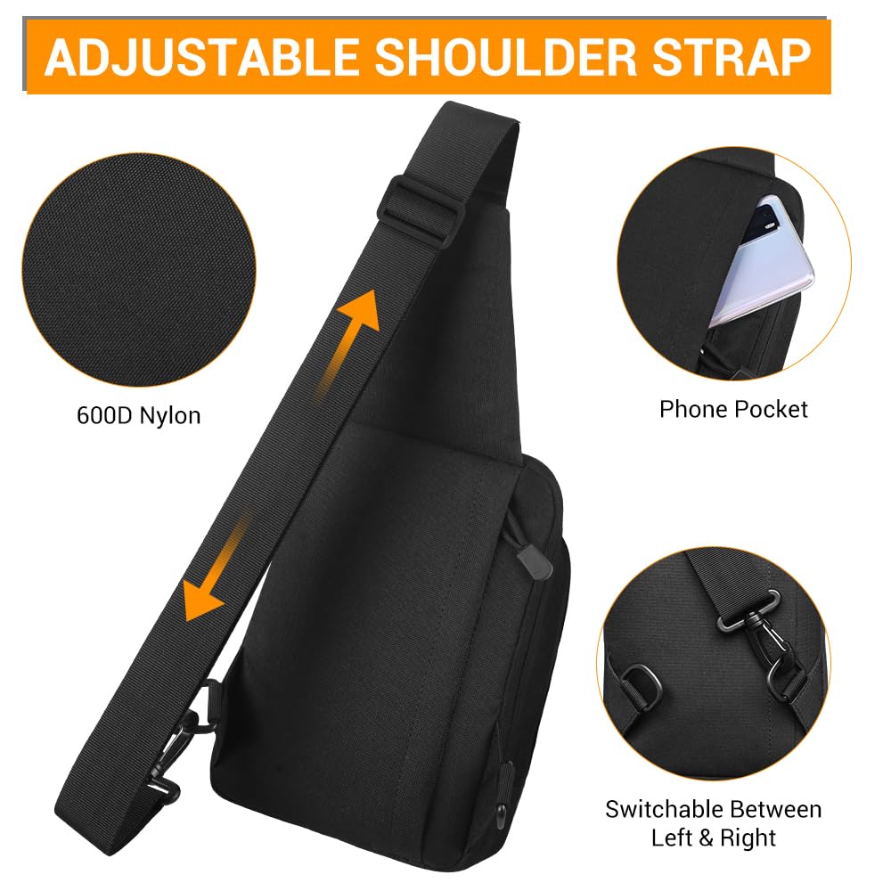 EDC Sling Brusttasche, Taktische Umhängetasche, Verdeckter Waffentasche, Trage Schulterrucksack für Männer, Reisen, Wandern, Outdoor