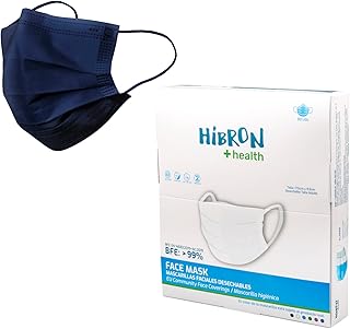 HIBRON 50 Mascarillas Desechables Homologadas Europea, CWA 17553: 2020, BFE > 99%, Azul Marino