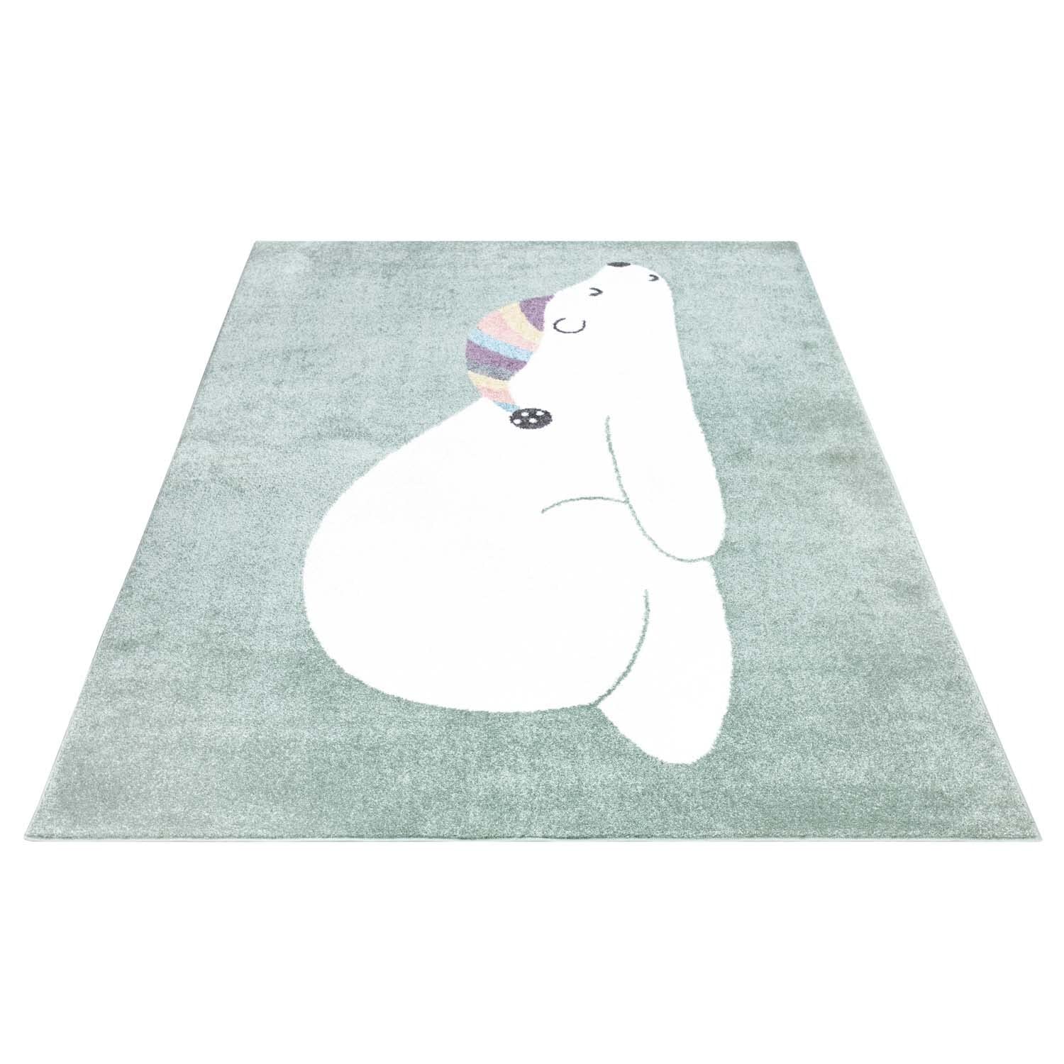 Tapis Chambre Enfant Motif Animaux - 120x160 Cm - Happy - Crème - Tapis Enfant