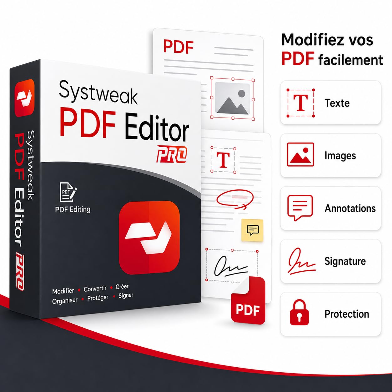 Systweak PDF Editor compatible avec Windows - Licence 1 PC / 1 an - Modifier, convertir, signer, protéger, fusionner et diviser des PDF - Expédié par Amazon, aucun CD requis