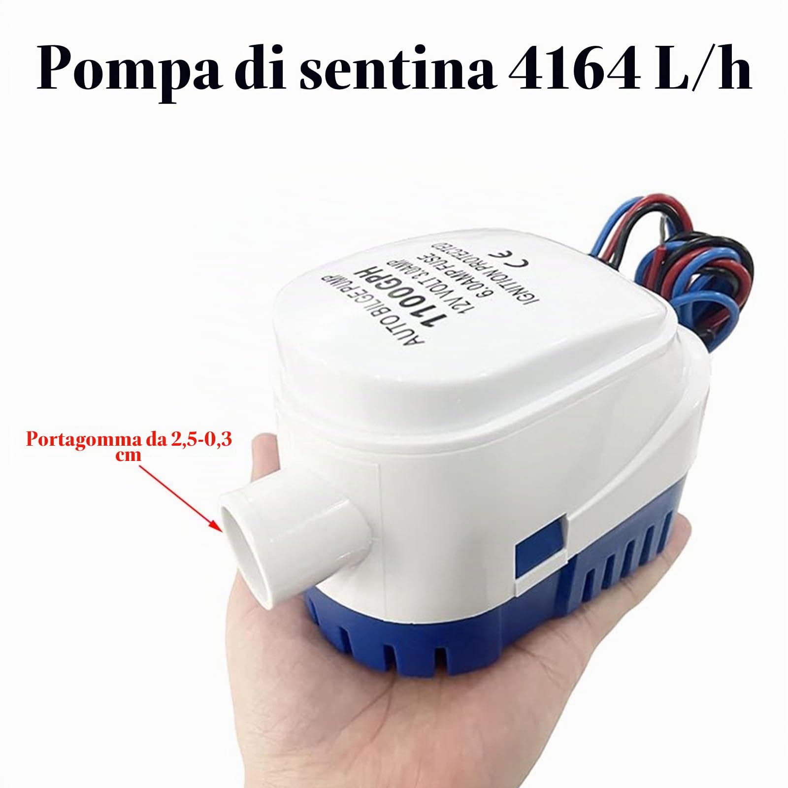 Kit pompa di sentina automatica 1-1/8" 12V 100GPH pompa di sentina per barca con tubo flessibile e fascette per tubo, raccordo universale per piscine e barche