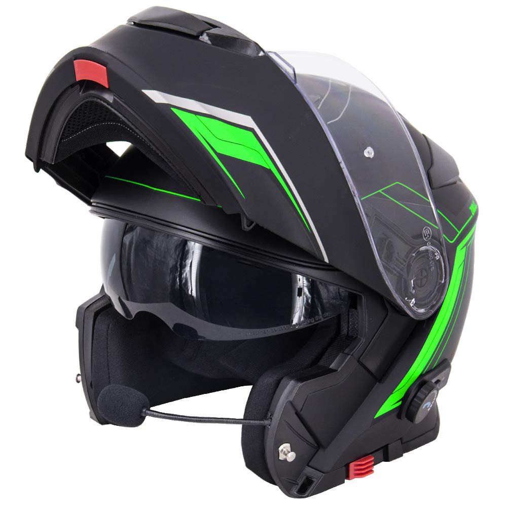 Zorax ZOR-727 BL-A4 Anti-fog Visor Flip up Motorbike Bluetooth Helmet Motorcycle Dual-Speaker Headset,Hands-Free,Noise-Free,Automatic Answering,Double Visor