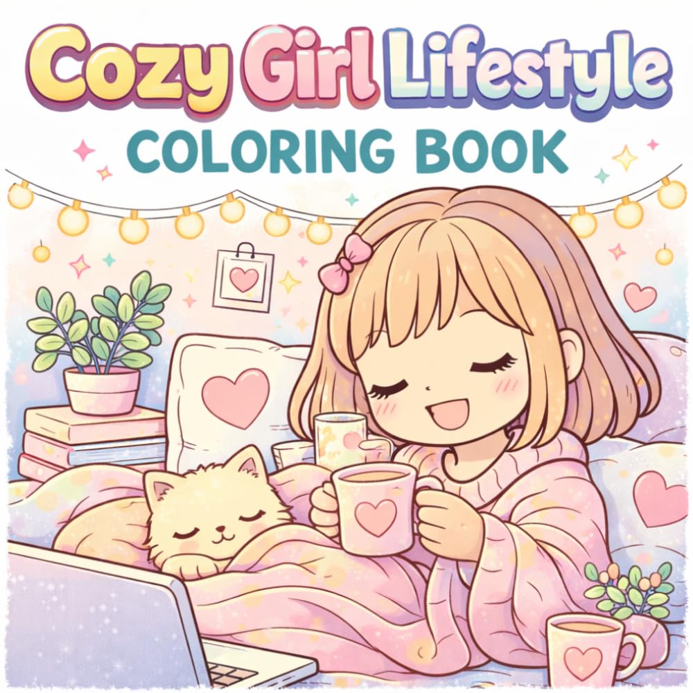 Cozy Girl Lifestyle Coloring Book: 50 Cute & Relaxing Coloring Pages Featuring Cozy Rooms