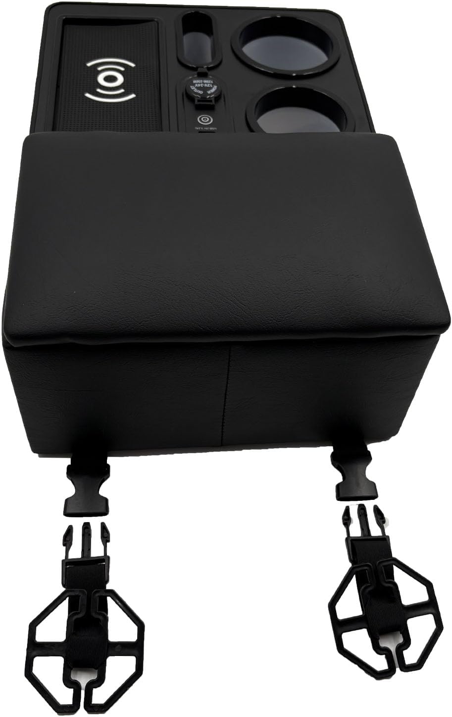 Car Armrest Box with Cup Holders, USB Port, Truck Center Console Organizer or Bench Seat Console，Black
