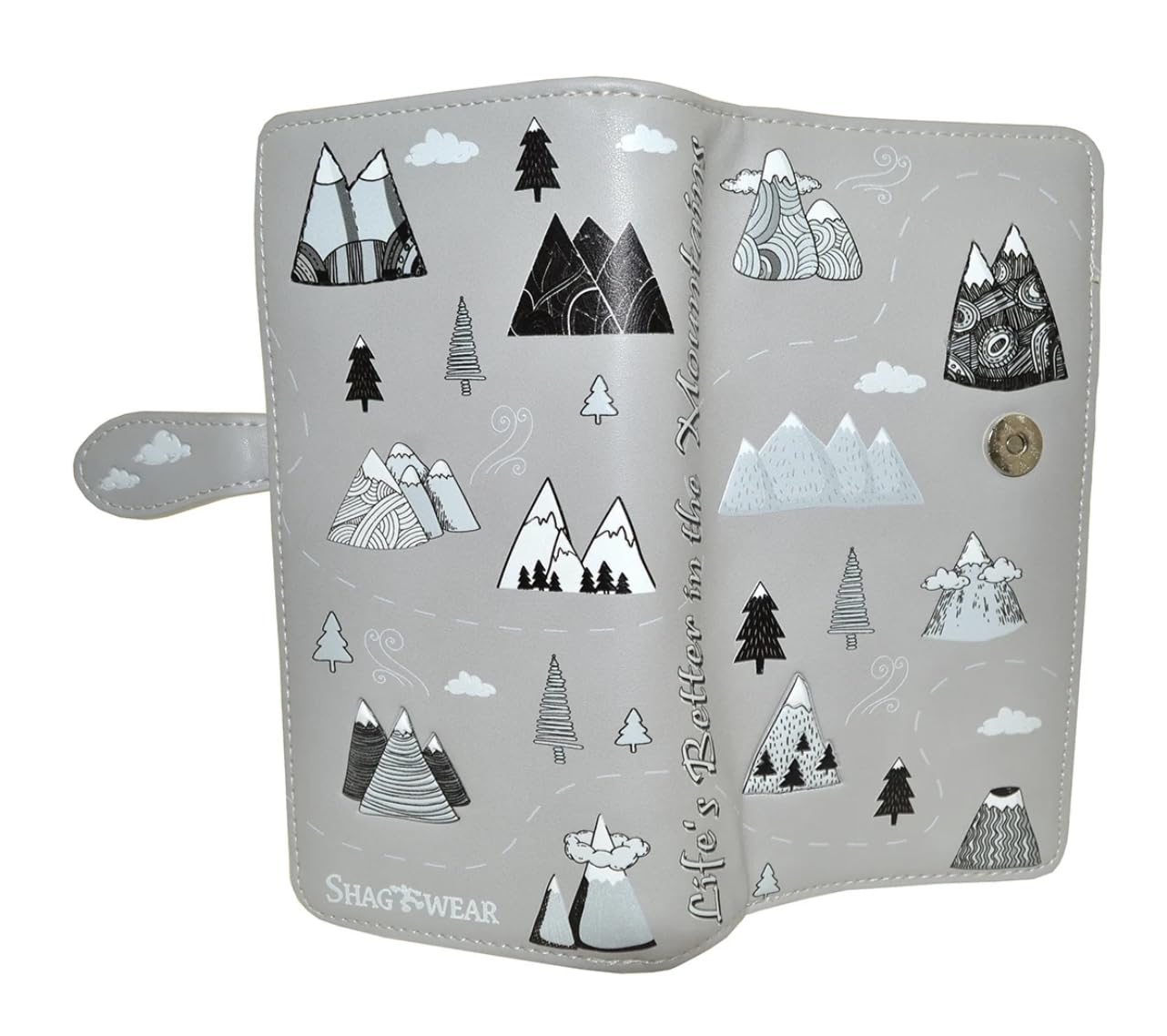 Shag Wear Life's Better in the Mountains Large Wallet Grey 7"