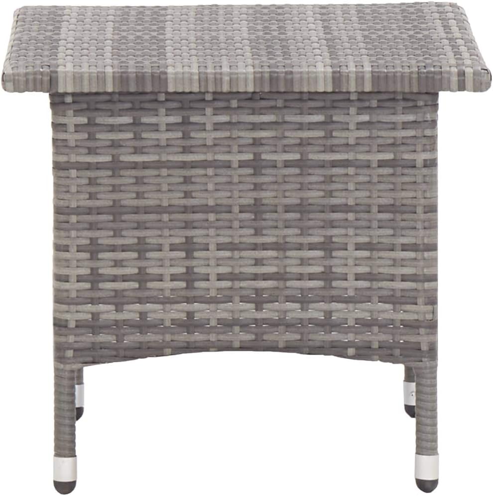 Eye-catching Rustic Patio Dining Table, Sturdy Patio Table with Steel Frame, Weather Resistant Coffee Table for Backyard or Living Room, Tea Table Gray 19.7"x19.7"x18.5" Poly Rattan