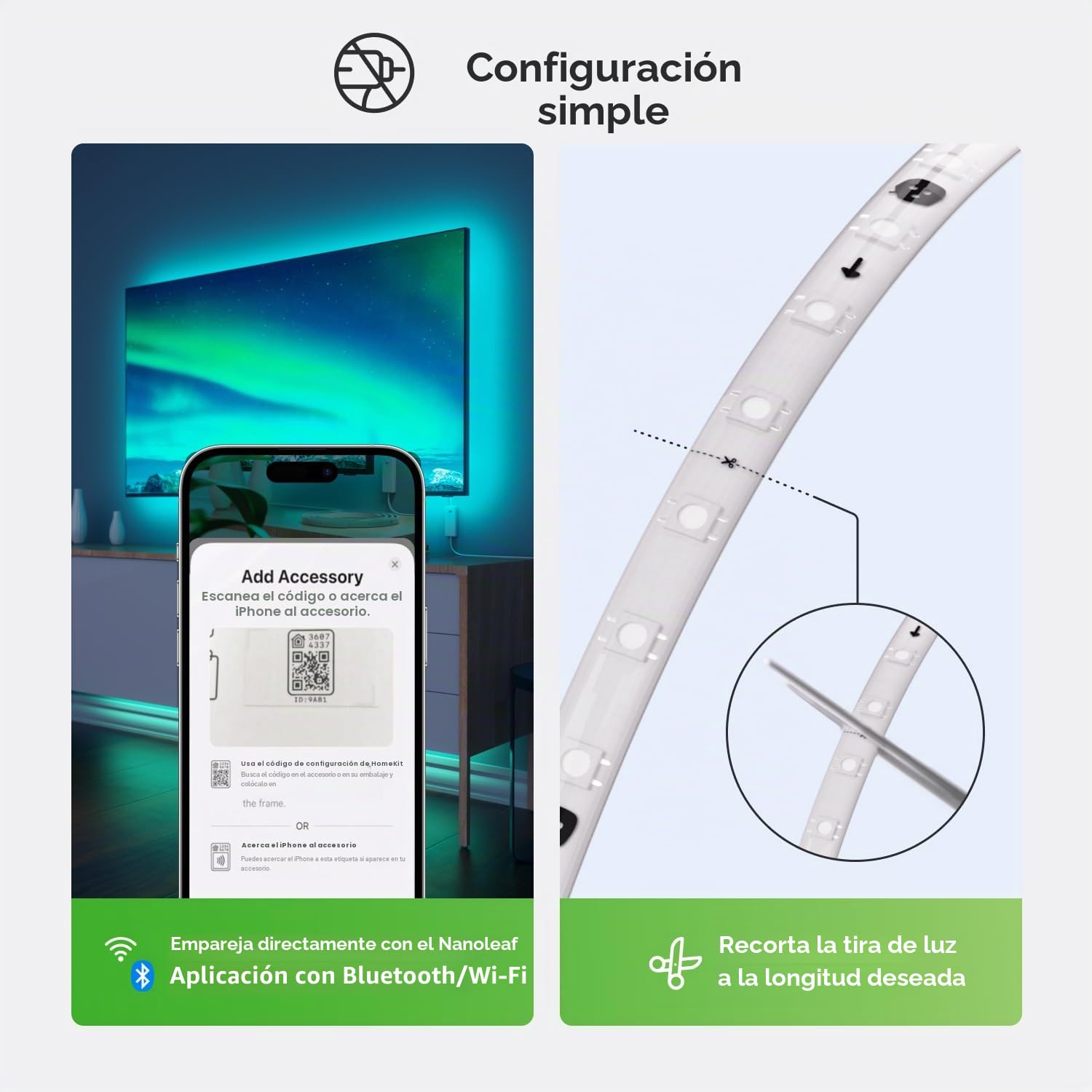 Nanoleaf Luces LED Gradientes 5M Matter Wi-Fi - Smart Sincroniza Música y Pantalla, 300 Direccionables LEDs RGB IC, Tira Recortable, App y Voz Control (Alexa Apple Google Home) Sala Fiesta Gaming