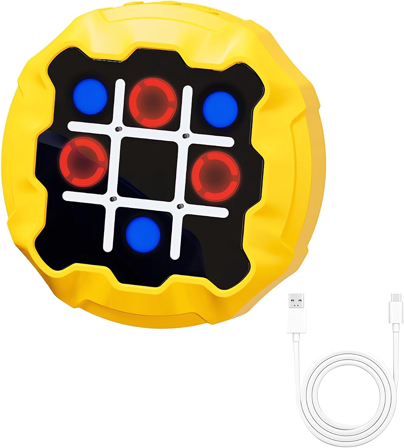 Tendry Tic Tac Toe Electronic Game – 3-in-1 Portable Travel Board Game for Kids & Adults, Handheld LED Puzzle Games for Family Fun, Educational Christmas Birthday Gifts for Ages 3+(Yellow01)