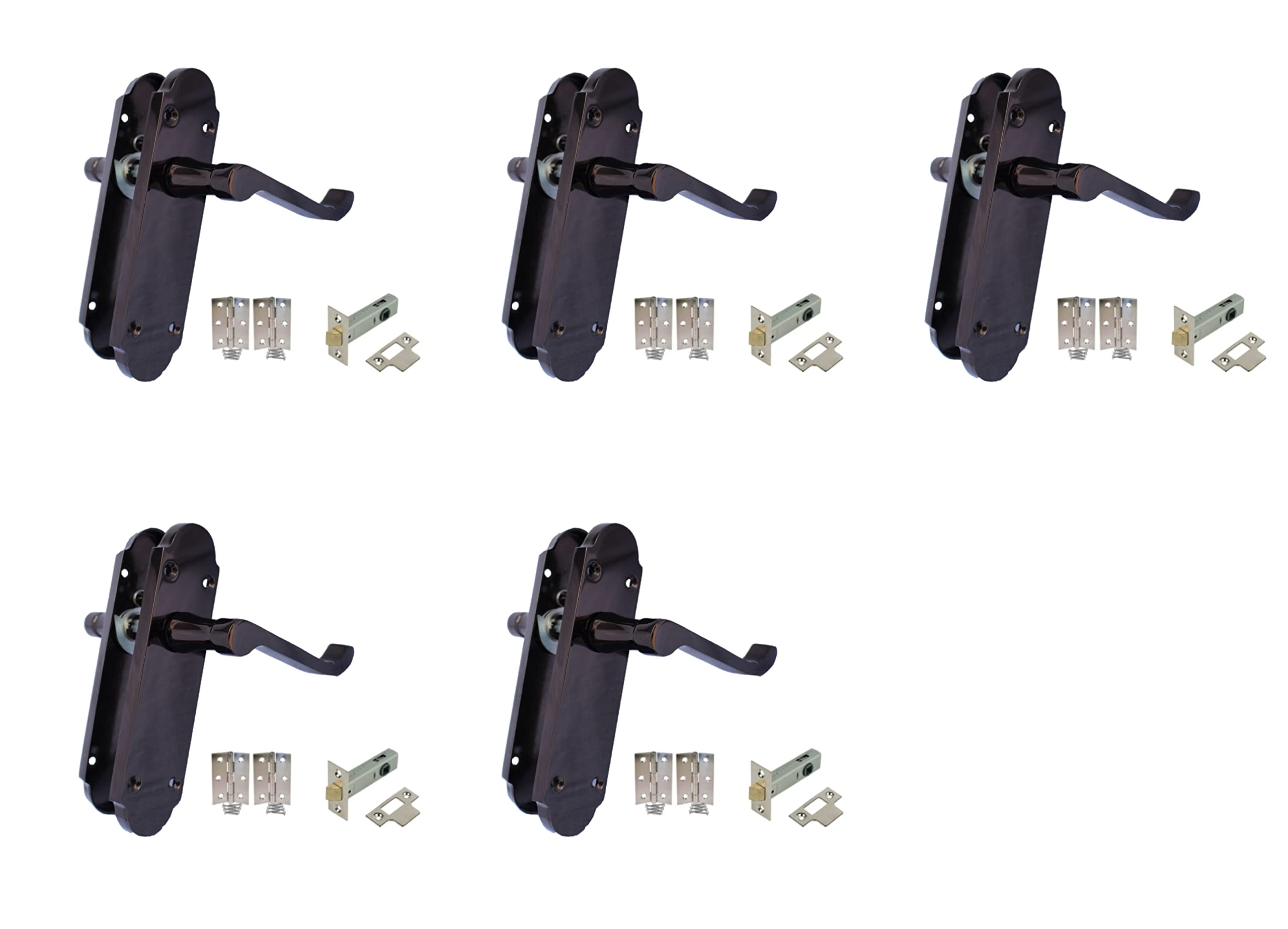 Haven Heritage Black Nickle Shaped Door Handle Victorian Design Scroll Lever On Back Plate Size 170mm x 42mm. Sold as 1 x Pair (Latch Handle Set x 5)