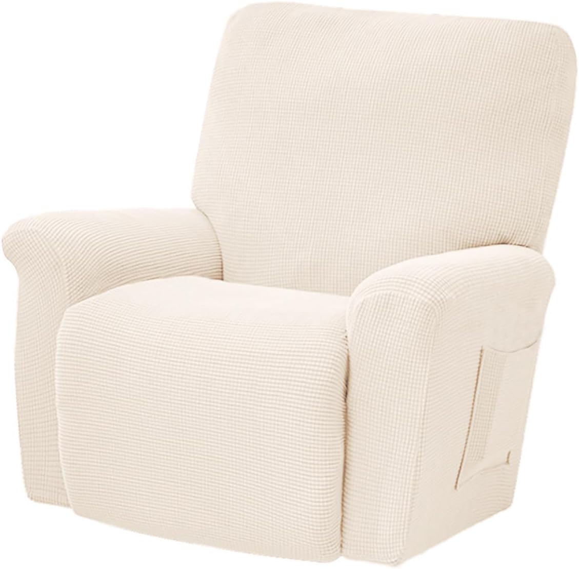ARTIBETTER Elastic Plush Fleece Chair Cover White, Non-Slip Full Wrap Recliner Slipcover with Massage Texture, Universal Armchair Protector for Home Furniture