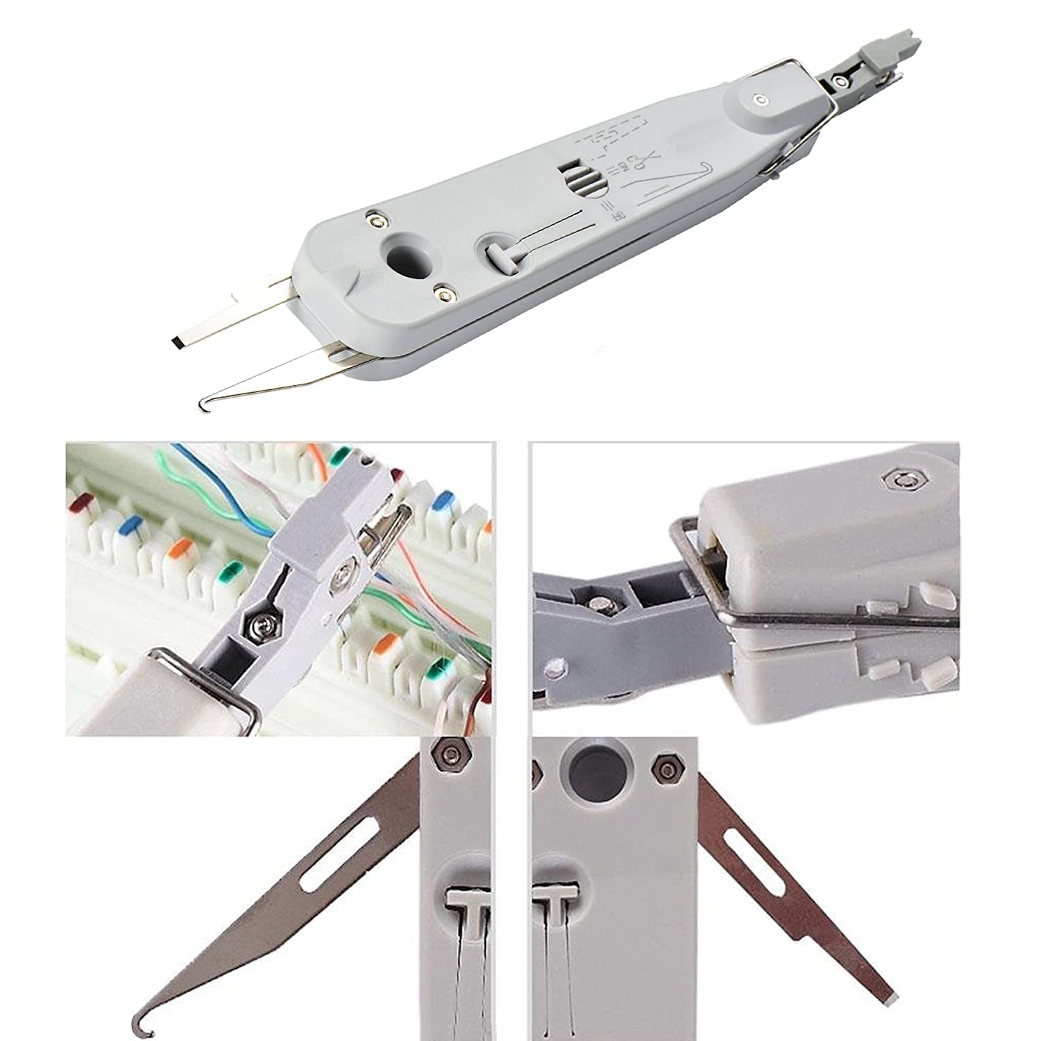 XIKKART Punch Tool Crimping tool Krone Tool Impact Punchdown Tool IO insertion Tool Ratchet Type for 110 krone type Amp Modules Telephone Krone Tool Kronning Telephone Wire Junction Box (Pack OF 1) 3