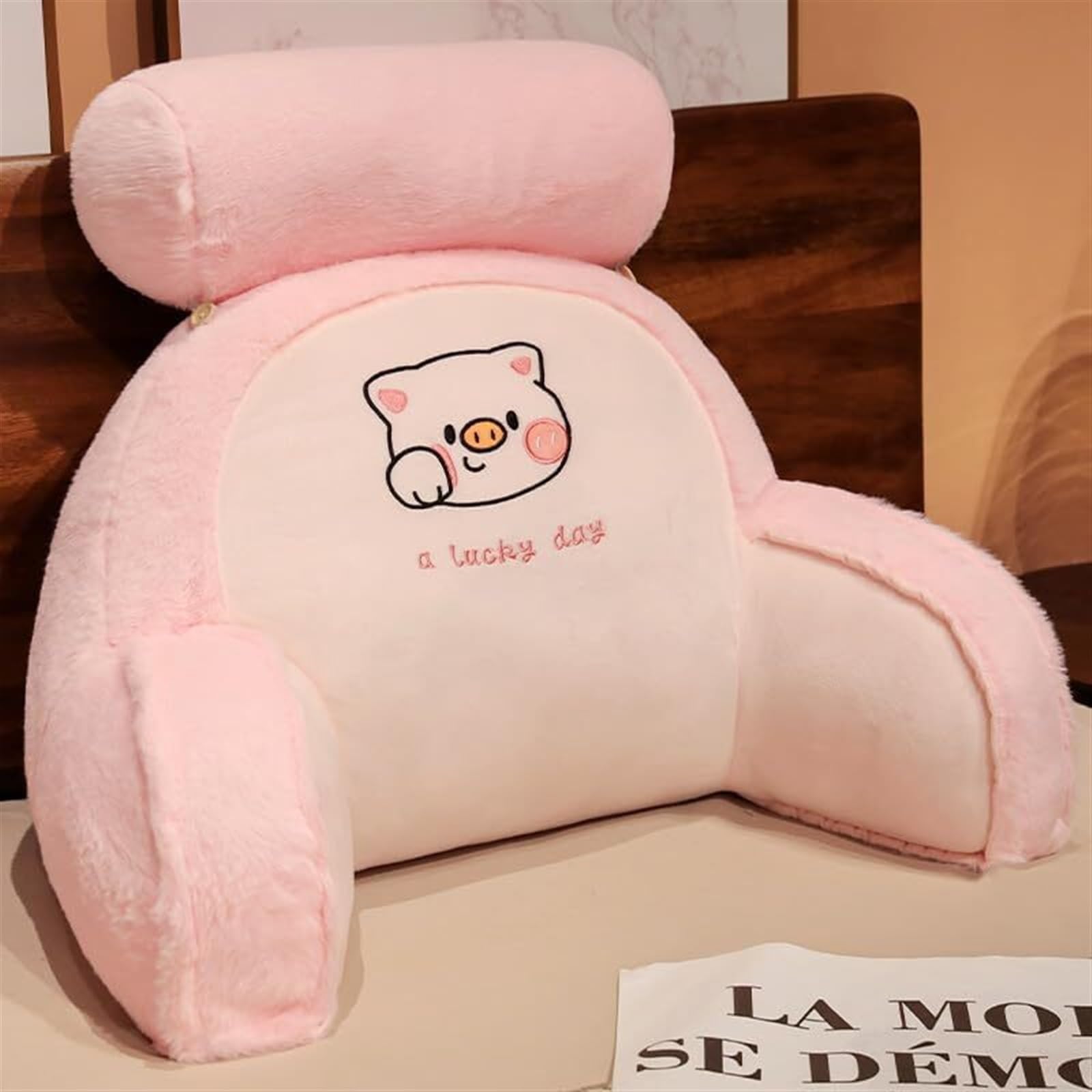 MYXJX back support cushion, Lumbar Support Removable Head Pillow Ergonomic Backrest Plush Throw(Pink,60 * 40cm)