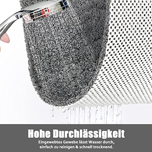 Duschmatte rutschfest, Weich Komfort Sicherheits Badewannenmatte mit Ablauflöchern, PVC-Luffa Massage Duschmatten für Nassbereiche, Schnell trocknend (Grau, 40x 60 cm)