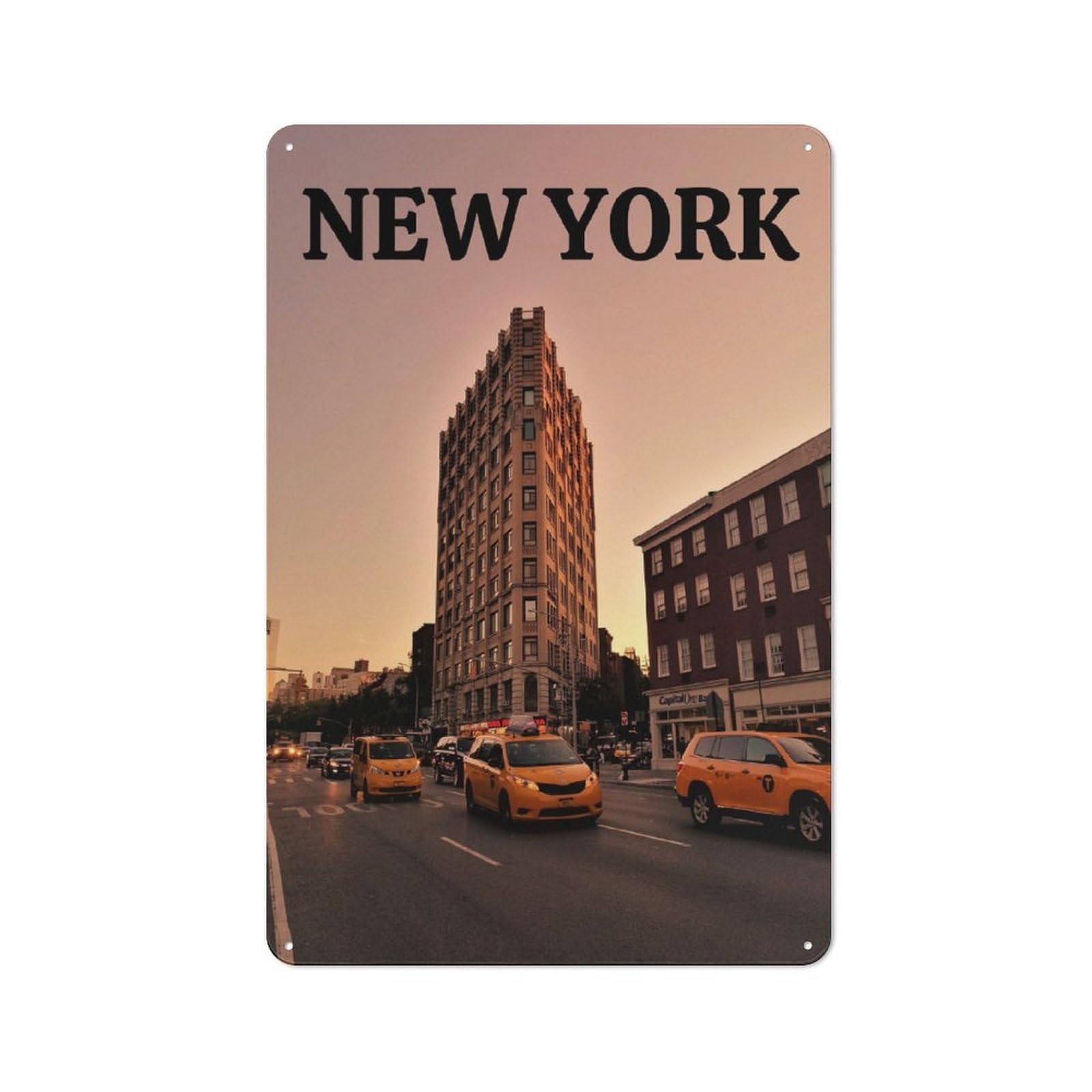 Junmoney New York City Office Metal Sign With Design 30X20cm, Classic Studio Wall Plaque For Home Office, Reading Corner Or Bedroom