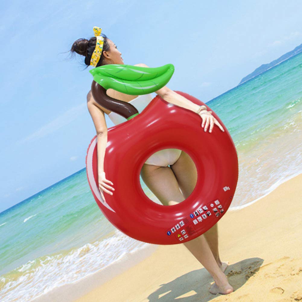 Anillo de natación de Cereza Gigante, Flotador de Piscina Inflable de Manzana de 120 cm, colchón de Aire para Adultos, Tumbona de Playa, Juguete de Fiesta de Agua-Red