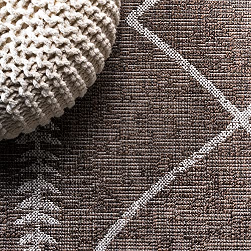 Image of JONATHAN Y Tribal Diamond Trellis Indoor Outdoor Runner Rug 2X8 Brown /Beige, Derya for Backyard, Patio, Porch, Easy-Cleaning, High Traffic, Pet-Friendly, Non-Shedding (SMB129B-28)