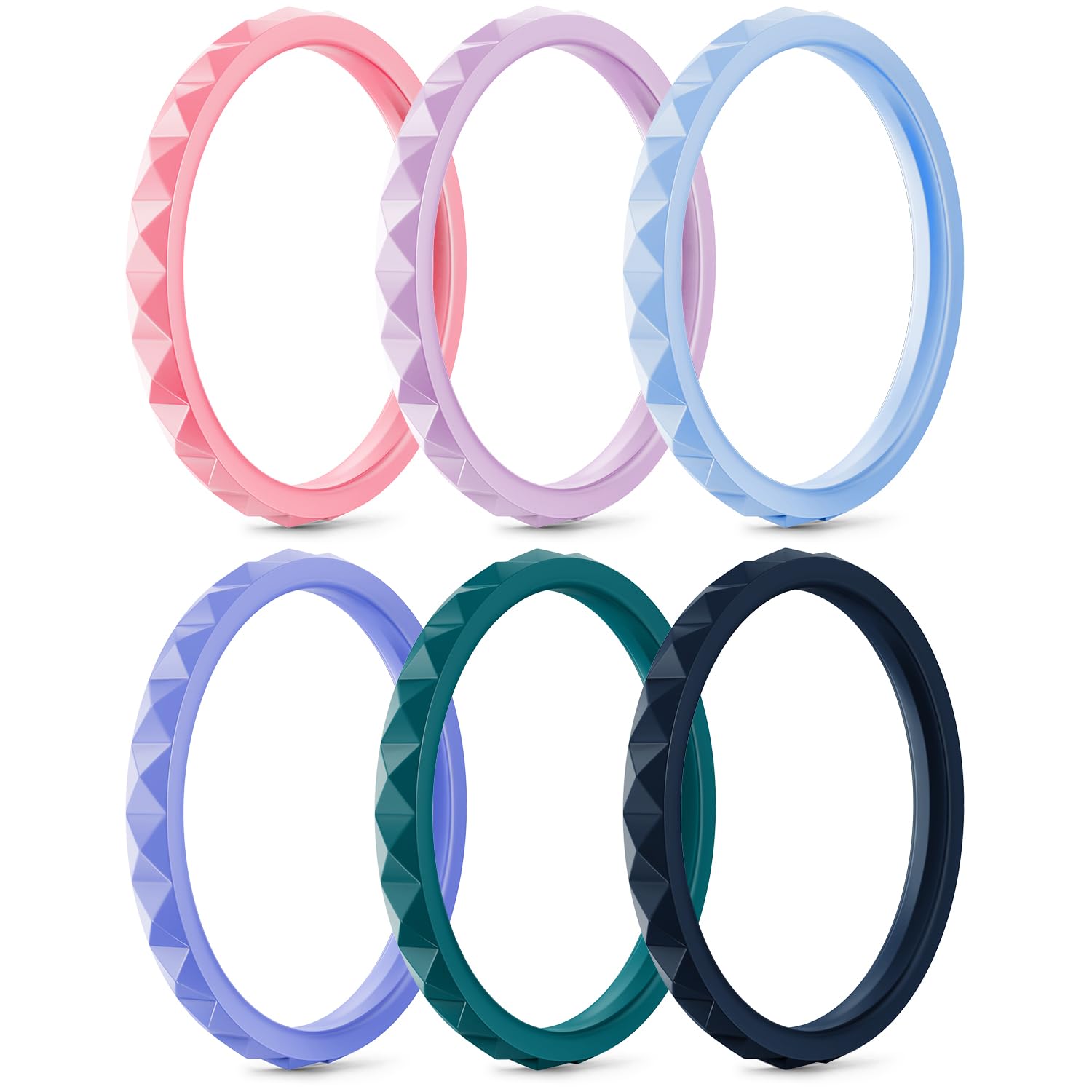 Egnaro Silicone Wedding bands women, Stackable Silicone Ring style