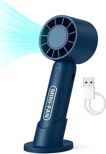 Mini ventilador USB de mano  Ventilador de refrigeración portátil recargable, 5 velocidades, silencioso y potente, batería de larga duración,