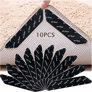 Rug Gripper,Rug Tape,10pcs Anti Slip Rug Grips for Wooden Floors,Rug Anti Slip Pads,Anti Slip Rug Underlay,Non Slip Rug Grip,Washable / Reusable Rug Stop Slip Tape for Carpets,Hardwood Floors,Bathroom