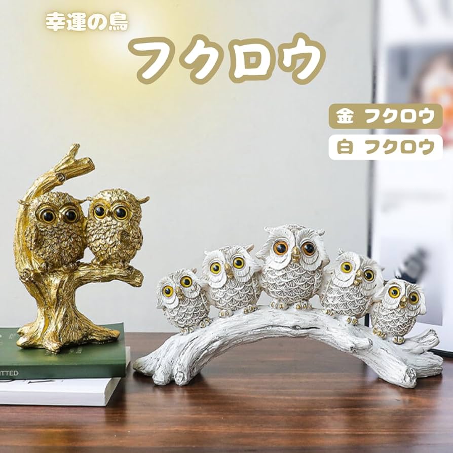 ふくろう 2BOX Amazon.co.jp: フクロウ 置物 開運 ふくろう 風水 縁起物 梟 白