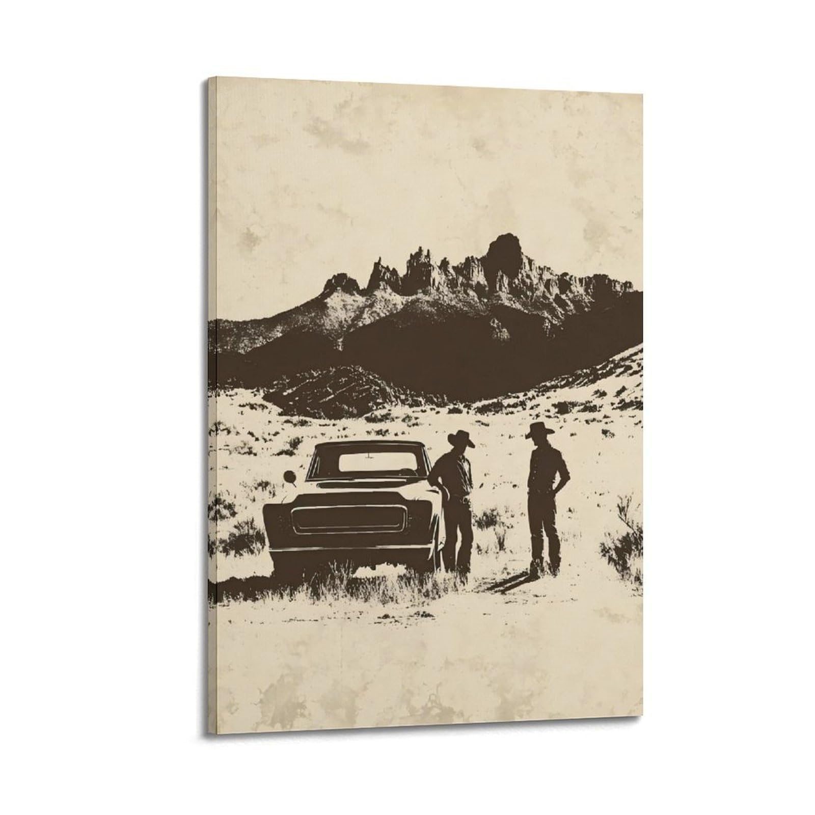 Juwrhrhhrh Frame-Style Mountain Cowboys (2) Poster Canvas Aesthetic Wall Art Painting Decor For Living Room Bed Room 20X30inch(50X75cm)