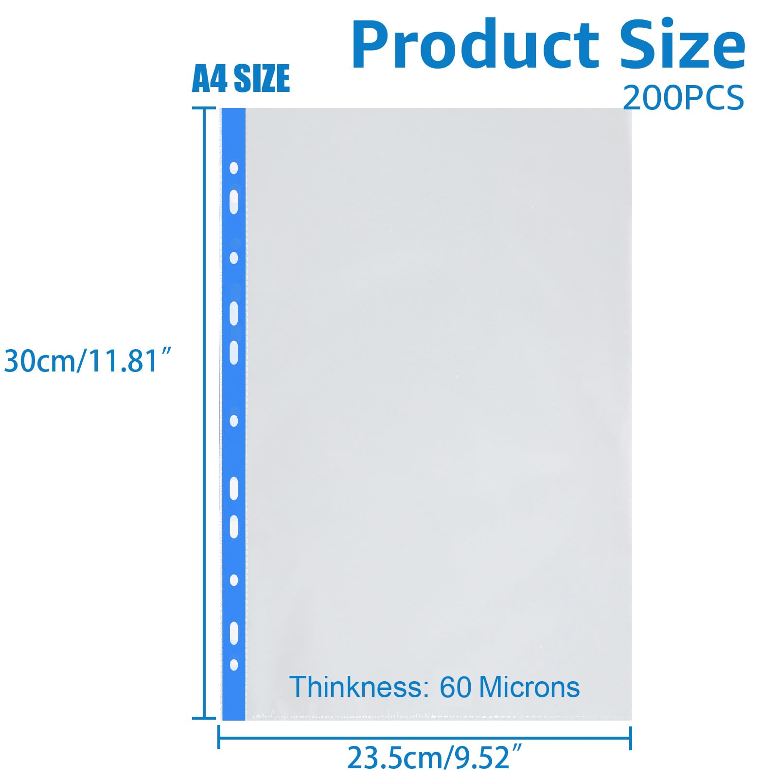 AHAQU 200PCS Punched Pockets A4, 60 Micron Strong Poly Pockets - Image 2