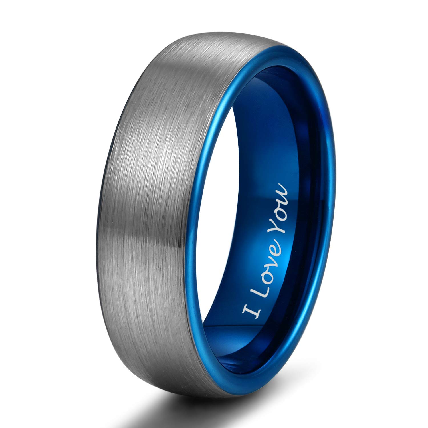 TRUMIUM 4mm 6mm 8mm Tungsten Ring Wedding Band for Men Women Engraved I Love You Matte Brushed Comfort Fit Size 4-15