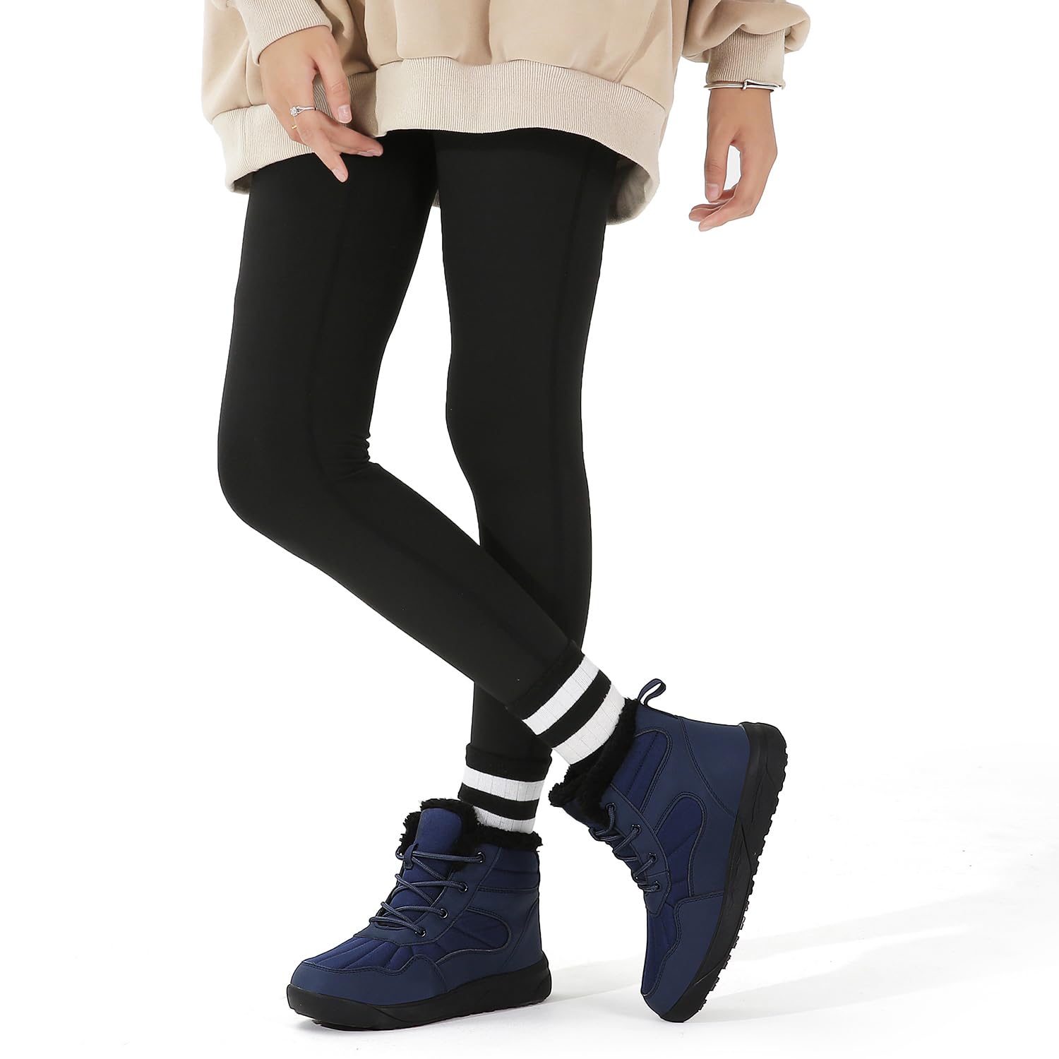 ChayChax Botas Invierno Mujer Botines de Nieve Forro Cálido Cómoda Botines con Cordones Impermeables Aire Libre