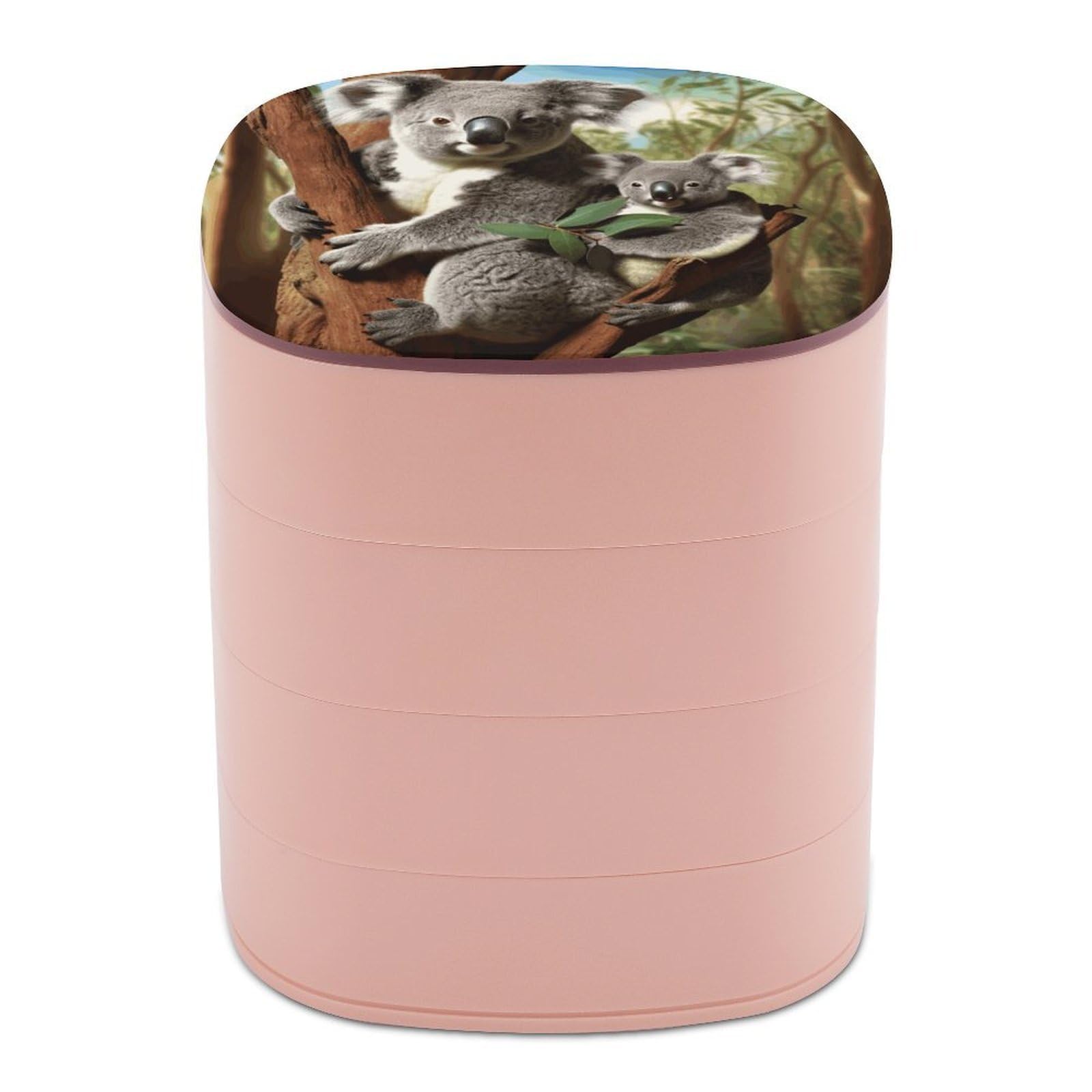 JTREHY Koala Family Jewelry Box 4-Layer Covered Rotating Jewelry Storage Box Large Capacity Storage Boxes Portable Jewelry Case for Bracelets Earrings Necklace