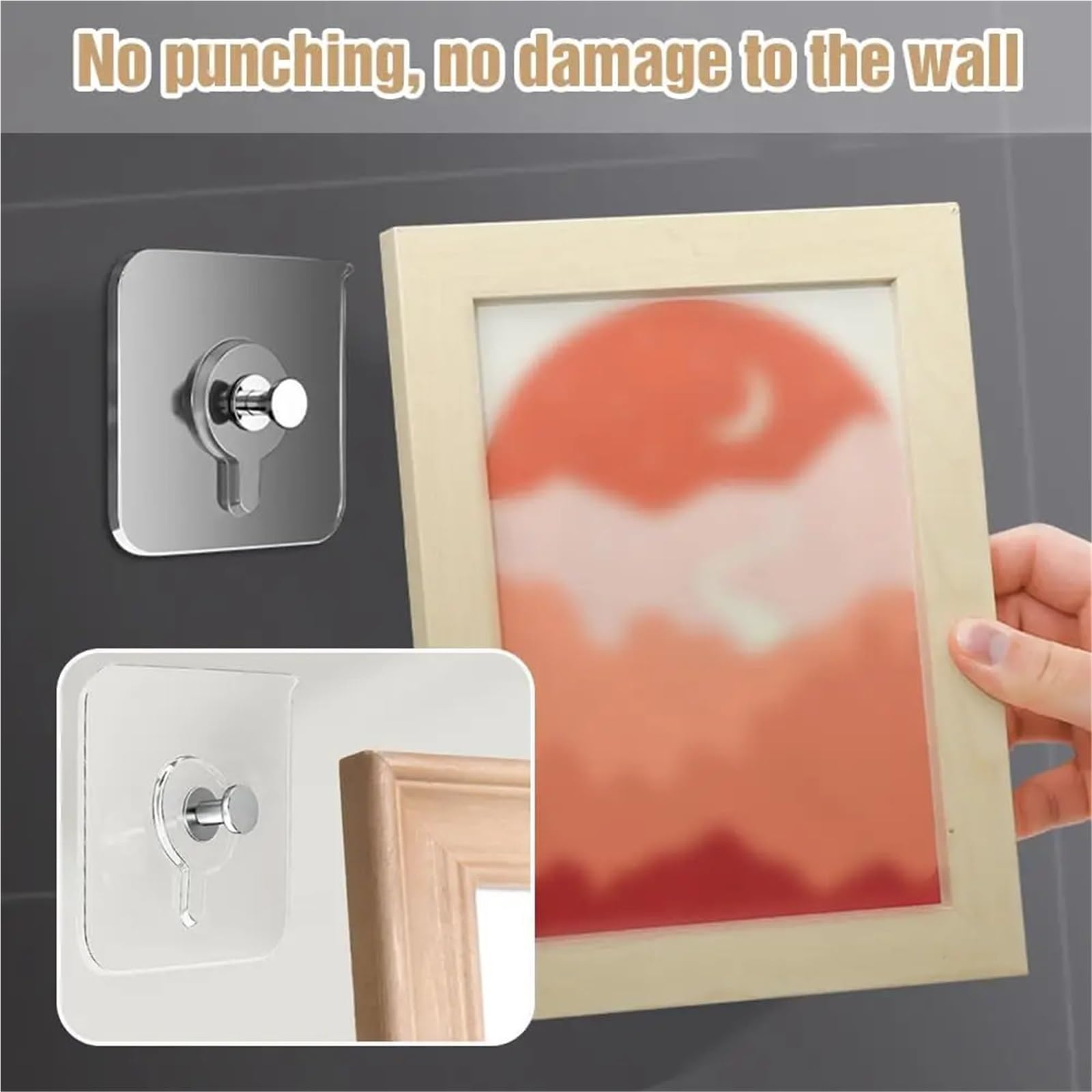 Gancho Adhesivo 50/10 ganchos autoadhesivos de pared for marcos fotos y relojes. Adhesivo fuerte. Clavos transparentes. Soportes for colgar(100pcs white)