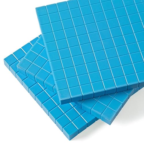 Miniatura 4 de hand2mind Juego de 10 bloques planos de base de plástico azul, bloques de valor de lugar, cubos de conteo para matemáticas para niños, juego de 10