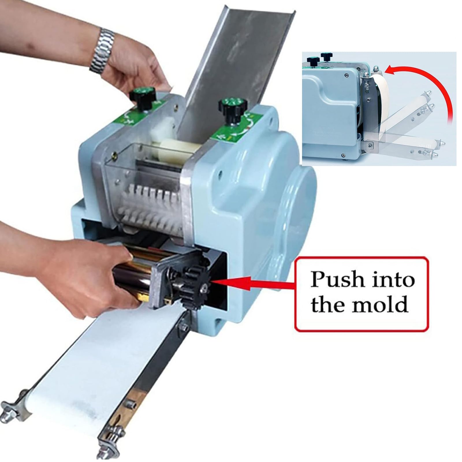 MáQuina EléCtrica Para Hacer Bolas Masa Hervida,MáQuina Comercial Para Envolver Bolas Masa,Molde Redondo 8Cm, MáQuina AutomáTica Procesamiento Masa Para EnvoltoriosWonton,60 Piezas/Min,Blue