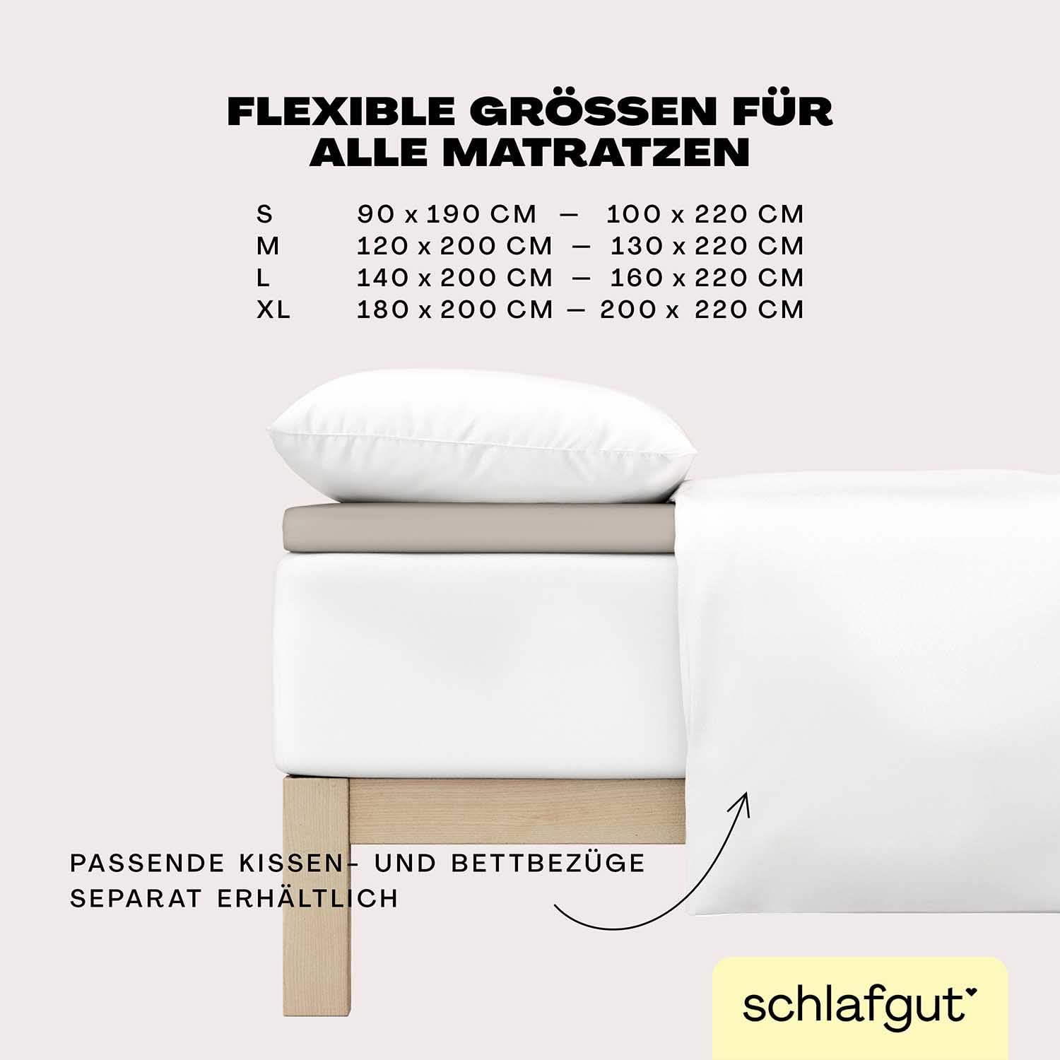 schlafgut Easy Topper Spannbettlaken 180x200 cm Jersey, Sand Mid