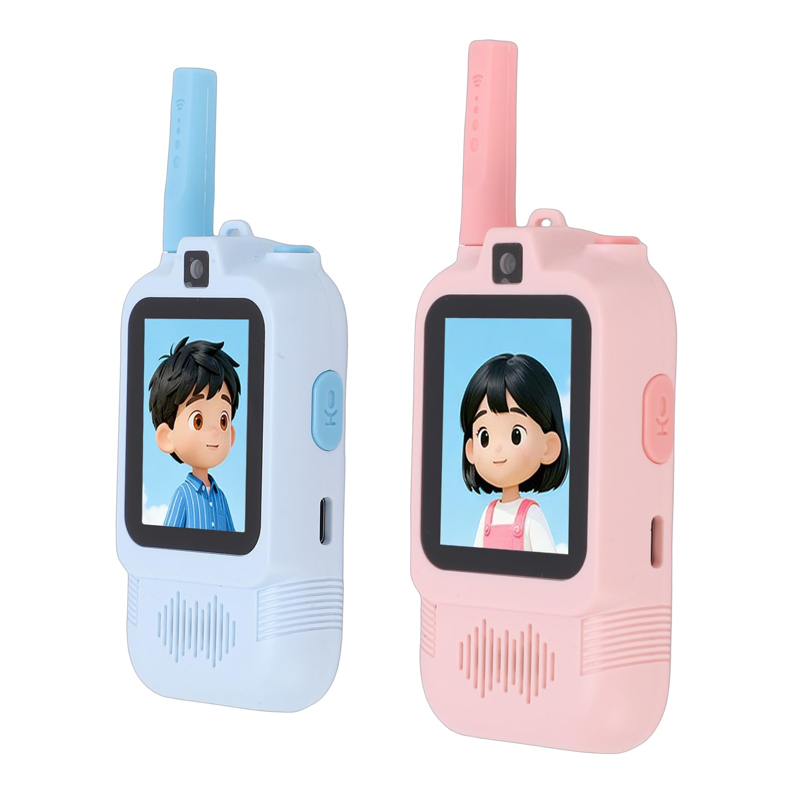 Bewinner Lot de 2 Interphones Vidéo pour Enfants, Talkie-walkie Vidéo pour Enfants, Radio Bidirectionnelle Rechargeable avec Deux Caméras, Talkies-Walkies D'appel pour,
