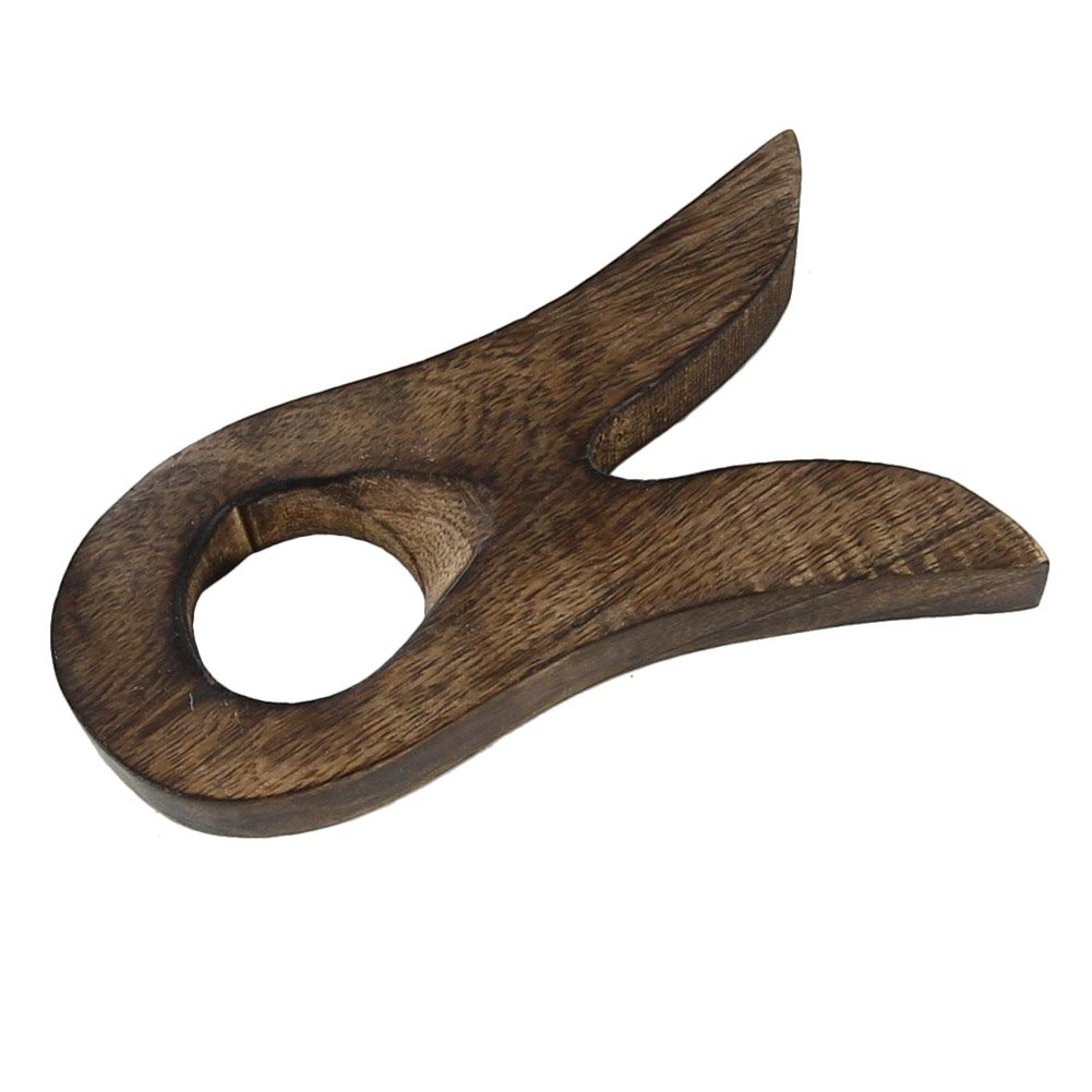 Armory Replicas: Rustic Mango Wood Drinking Horn Stand - Medieval Decor for Home, Bar, or Office