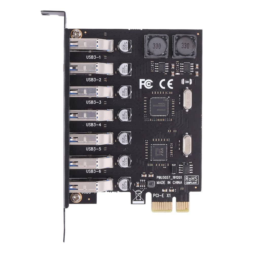 Carte PCI USB 3.0 - 7 Ports Avec Alimentation Pour PC De Bureau