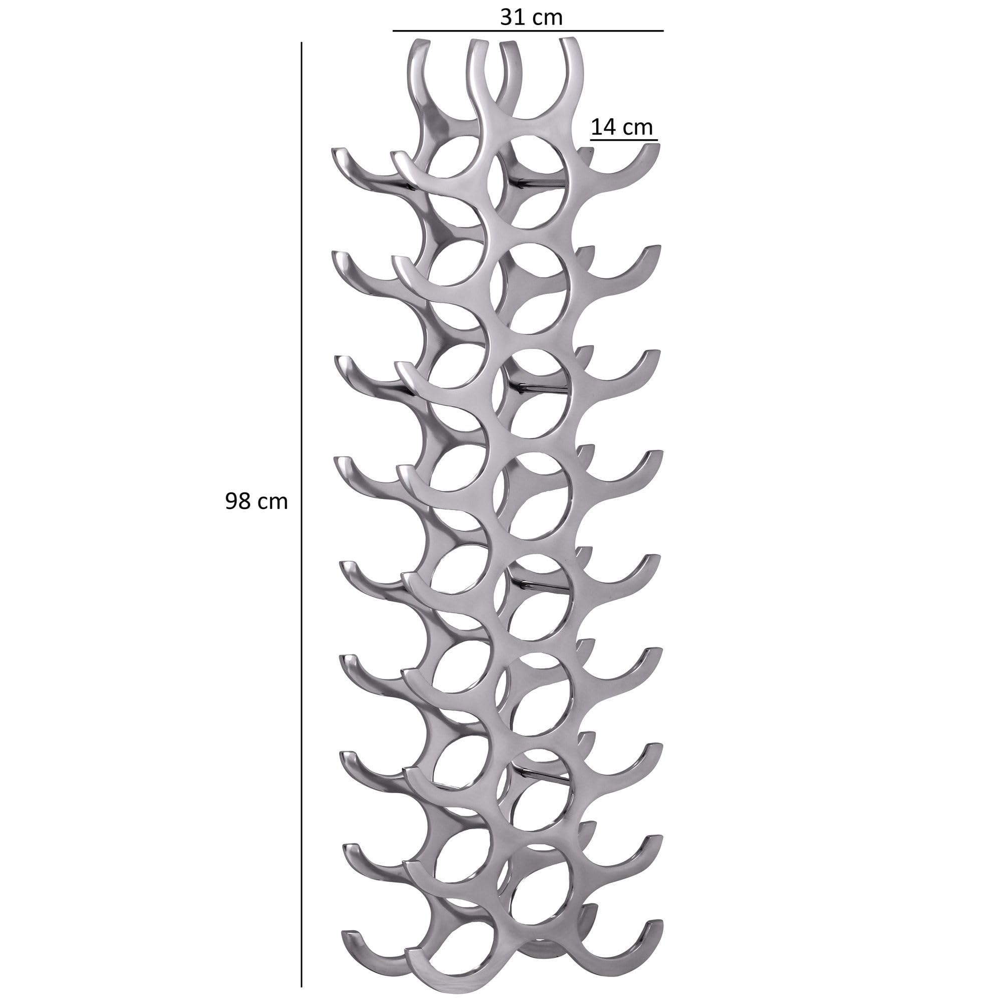 FineBuy Mensole per Vino Metallo 31x98x14 cm Argento | Portabottiglie per il vino per 27 bottiglie | Scaffale Cucina | Design Porta Bottiglie Mensola