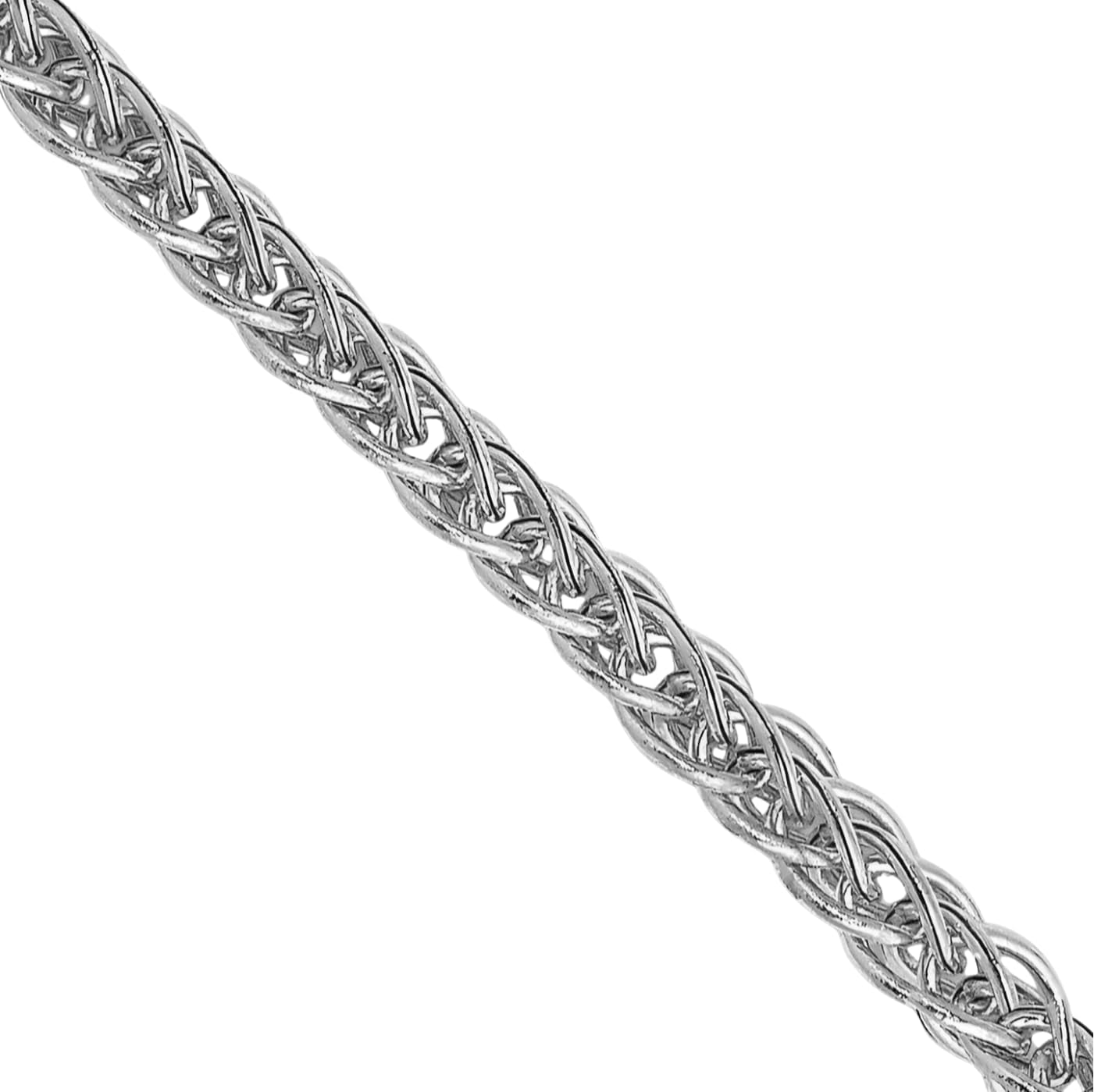 IceCarats 14K White Gold 2mm Thin Spiga Wheat Chain Necklace, Polished