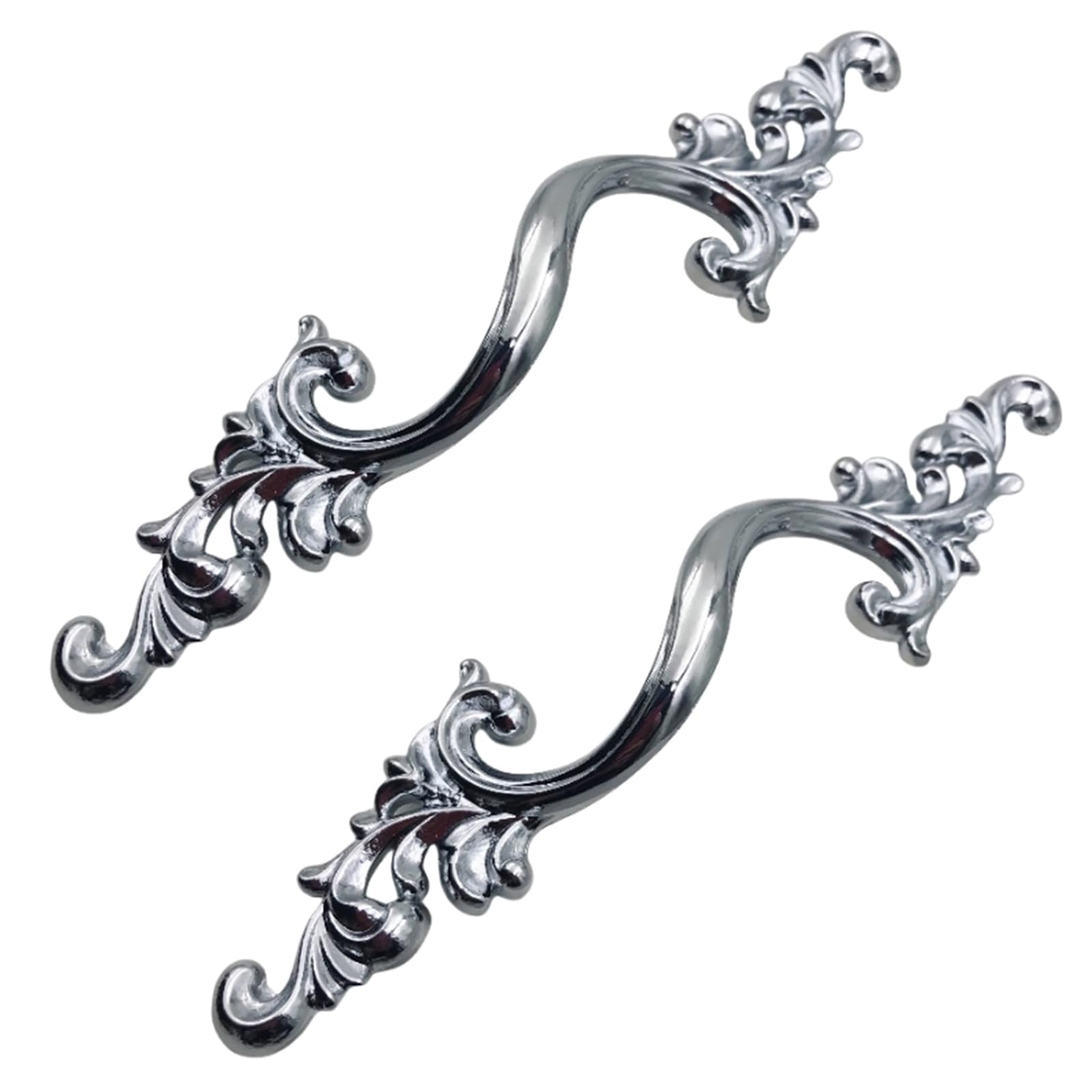 Jiajulashou123 Bright Chrome 2 Pcs Kitchen Cupboard Handle European Style Cabinet Handles Vintage Dresser Handles Wardrobe Door Handle Zinc Alloy Drawer Pulls For Bathroom Furniture Cabinet Cupboard (,Pitch:96mm)