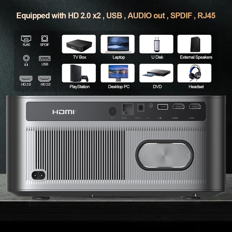 Image of 4K HDR10+ AUN Legend Extreme Projector 4K Ultra HD, MEMC, 32000 Lumen & HDMI ARC, 1080p Native, AI Fully Automatic, Optical Audio Out, YouTube Hotstar Prime, Android 11 2GB 32G Mini LED Projector