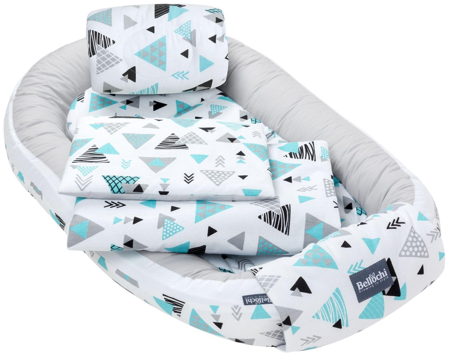 Zestaw wyprawkowy 5 elementowy | Kokon | Gniazdo dla Noworodka 60x100cm | Kocyk dla Noworodka 50x75cm | Zestaw dla noworodka | Baby shower | 100% Bawełna | tresor