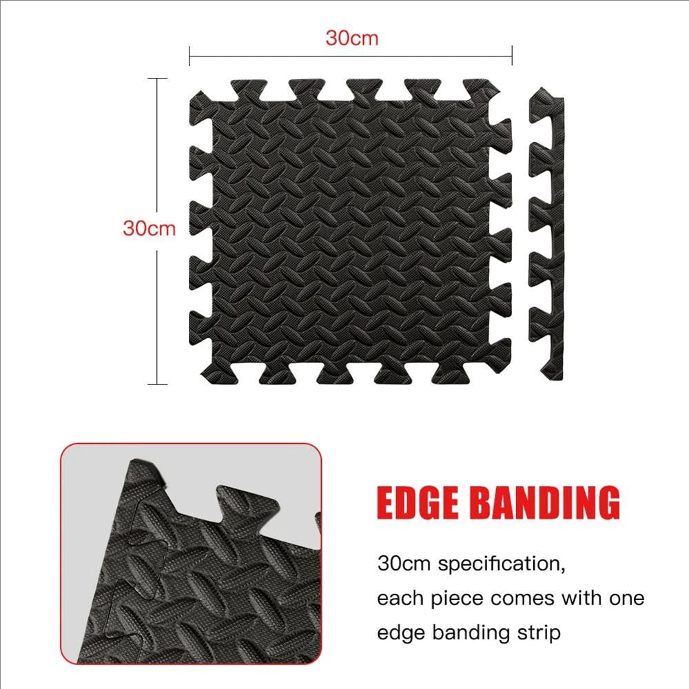 Dalle Mousse,Dalle Mousse Piscine,EVA Tapis de Fitness Antidérapant,48 PCS,30x30cm,10mm d'Épaisseur,Antidérapant et Antichute,Noir,pour Sport,Yoga,Fitness,Protection Contre Les Chutes,Extérieur