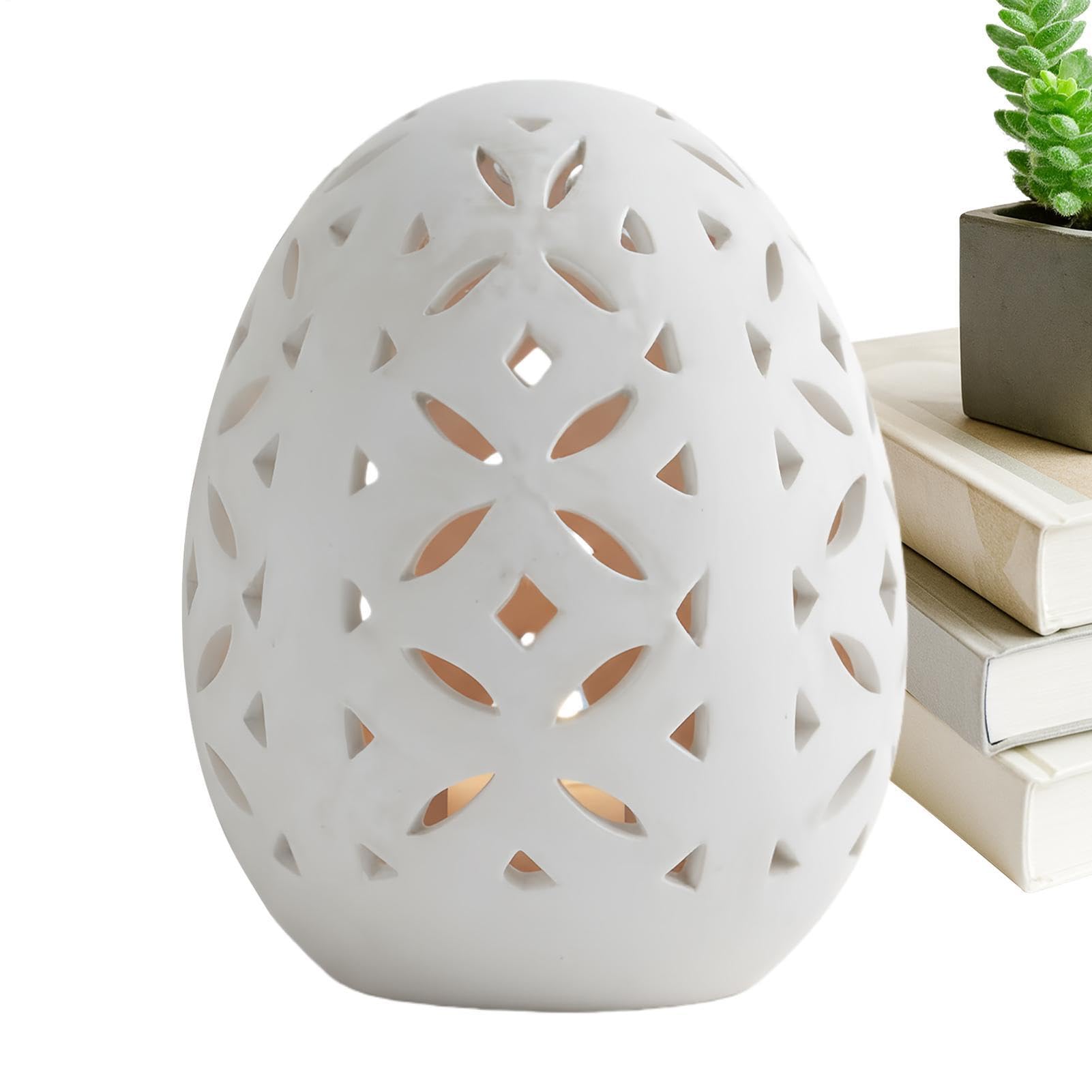 Bougeoir réutilisable sculpté 3D œuf craquelé, l'élégance d'une pièce d'art de table durable