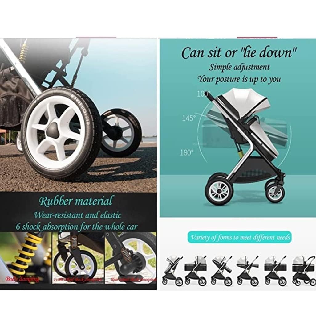 Rieort Passeggino Doppio Leggero Carrozzina in Alluminio Passeggino con tettuccio Regolabile Passeggino gemellare Pieghevole per paesaggi Alti