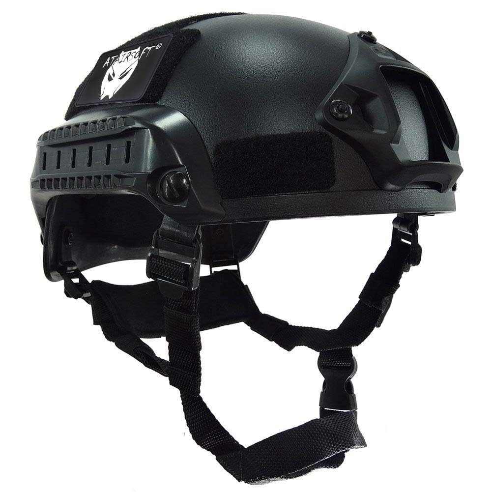ATAIRSOFT Mich 2001 Style Casque de Protection de Combat avec Côté Rail & NVG Montage pour Airsoft Tactique Paintball Militaire Armée Chasse Noir