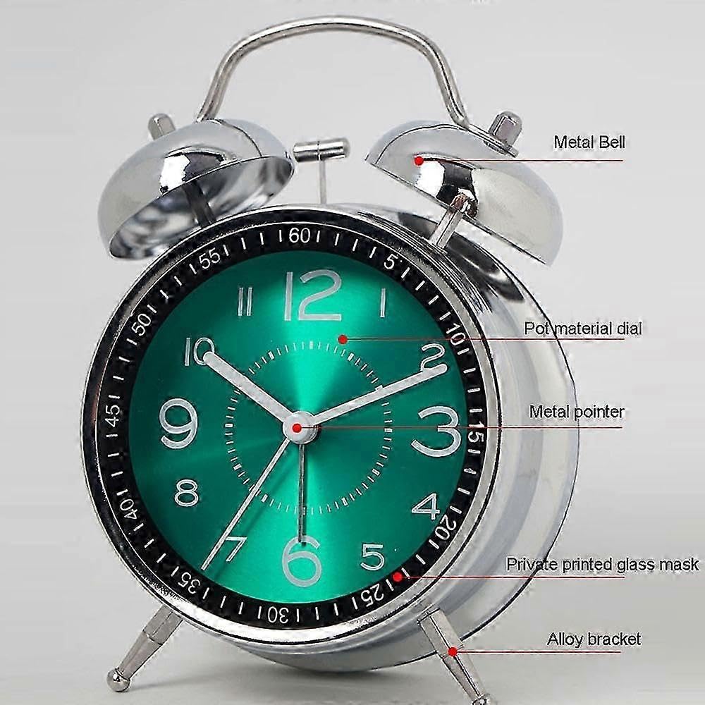 Reloj despertador fuerte para adultos que duermen pesado, 4.5 pulgadas, silencioso, sin tictac, cuarzo con retroiluminación
