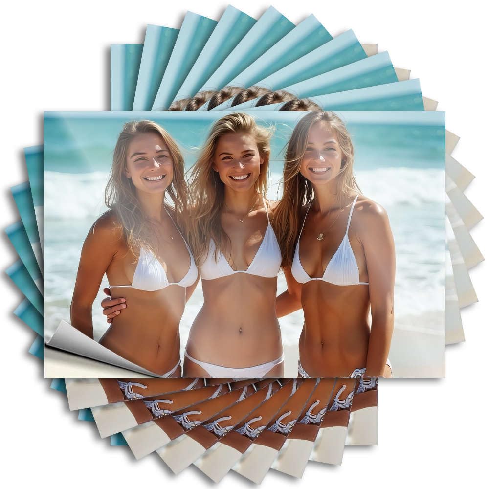 Quote Heavy Gifts Laptop Three Women in White Bikinis Standing On The Beach. - No Residue Decals for Things(8X12CM)