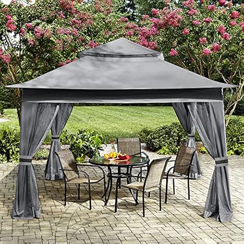 MASTERCANOPY Patio Gazebo Outdoor Pop Up Gazebo with Mesh Walls (13x13 Dark Gray) Cover