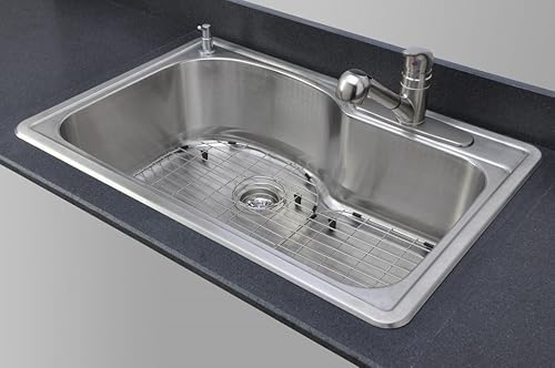 Miniatura 4 de Paquete de fregadero de cocina de acero inoxidable de montaje superior de un solo tazón compensado de calibre 18