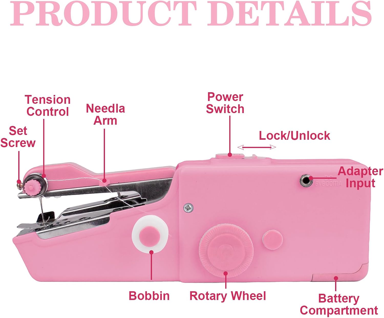 Mini Sewing Machine for Beginners - Handheld & Electric, Easy One-Step Stitching for Quick Clothes Mending, DIY Projects, and Travel Emergencies